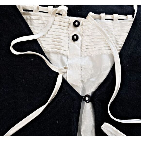 Lane Bryant Black Knit White Satin Rhinestone Button 2 in 1 Cardigan Size 22/24 - Picture 4 of 7